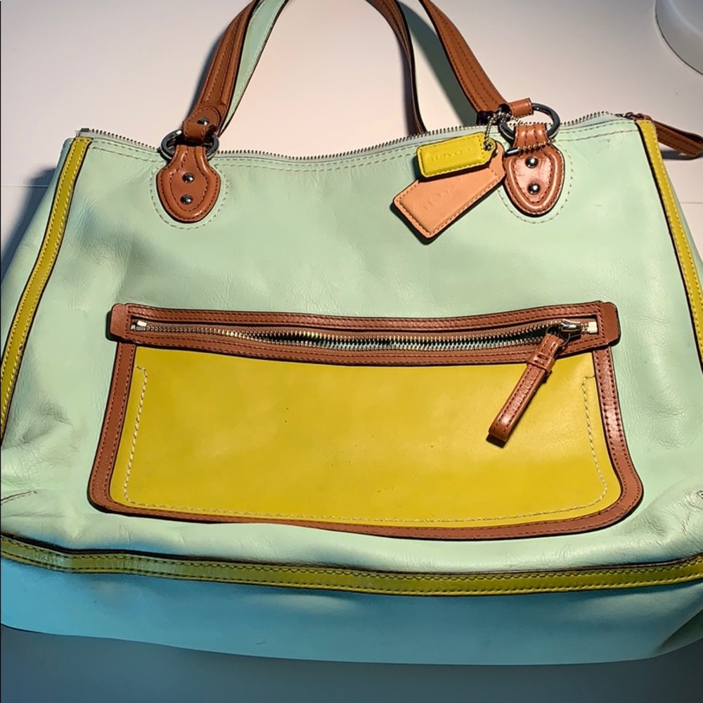 Coach Tote! Beautiful multi-color block! - Picture 1 of 3